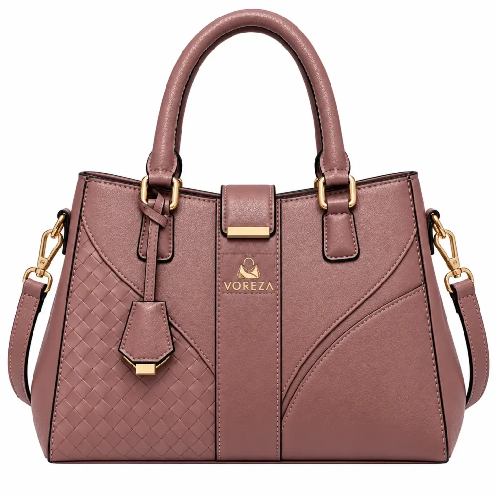 voreza brown leather tote handbag detachable shoulder strap
